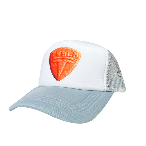 Tesla Bean Racing Trucker Hat Orange on Cool Grey