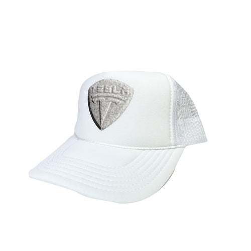 Tesla Bean Racing Trucker Hat Grey on White