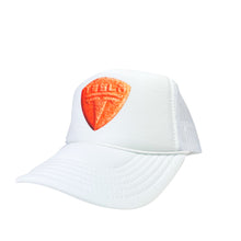 Load image into Gallery viewer, Tesla Bean Racing Trucker Hat Orange on White