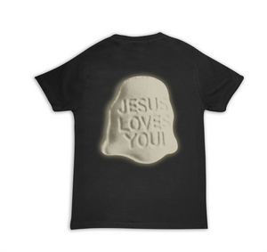 Jesus Xhrist Greyscale Print Tee Shirt Black