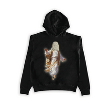 Load image into Gallery viewer, Jesus Xhrist Full Body Greyscale Print Seamless Hoodie White