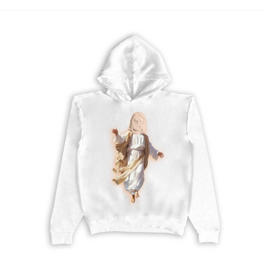 Jesus Xhrist Full Body Orange Print Seamless Hoodie White