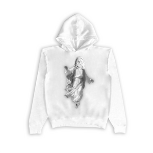 Jesus Xhrist Full Body Greyscale Print Seamless Hoodie Black