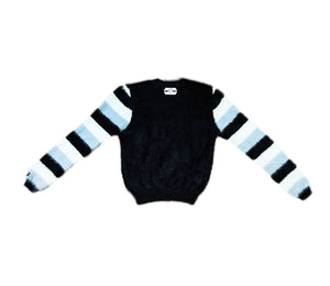 Heartagram Razor Synthetic Mink Striped Sleeve Sweater