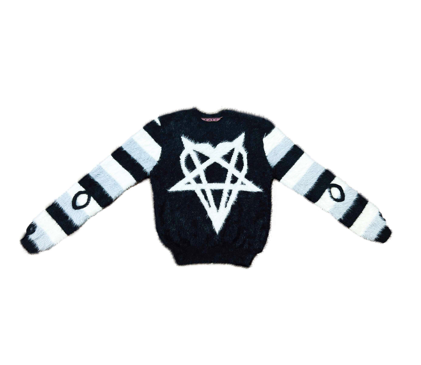 Heartagram Razor Synthetic Mink Striped Sleeve Sweater