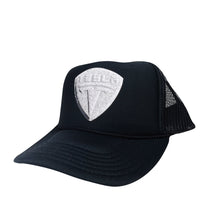 Load image into Gallery viewer, Tesla Bean Racing Trucker Hat Grey on Black