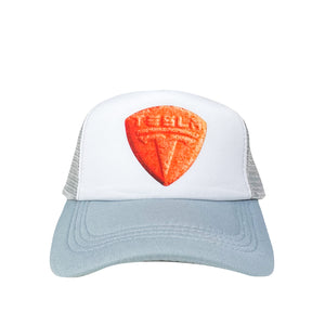 Tesla Bean Racing Trucker Hat Orange on Cool Grey