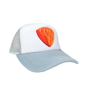 Tesla Bean Racing Trucker Hat Orange on Cool Grey