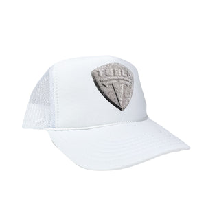 Tesla Bean Racing Trucker Hat Grey on White