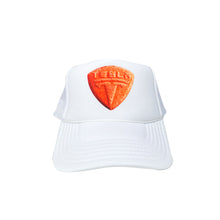 Load image into Gallery viewer, Tesla Bean Racing Trucker Hat Orange on White